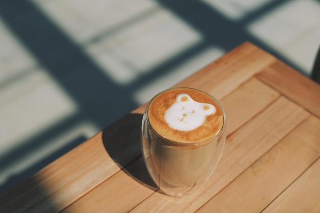 Coffee latte art in cafe