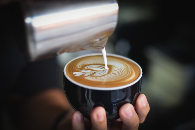 coffee latte art in coffee shop cafe