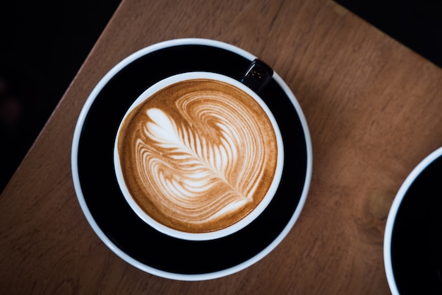 Coffee latte art in coffee shop