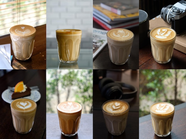 Coffee latte art in coffee shop