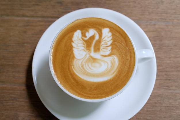 Coffee latte art in coffee shop