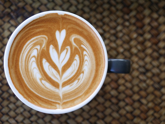 Coffee latte art in coffee shop