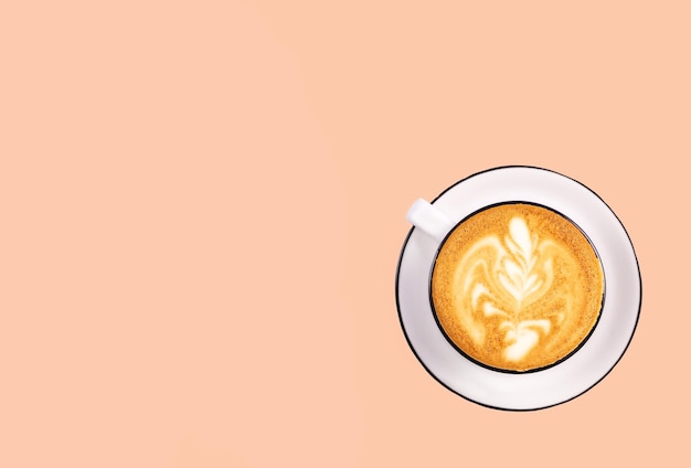 커피 라테 아트 한 컵 에 아브리코스 배경 에 2024 년 의 패션 색상 을 분쇄