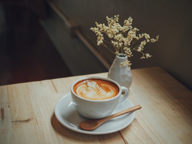 coffee latte on the desk