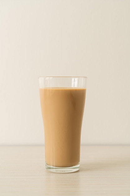 coffee latte glass with ready to drink coffee bottles on the table