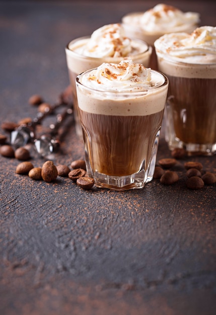 Coffee latte with whipped cream