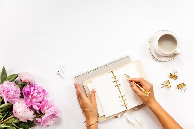 coffee an leather covered diary