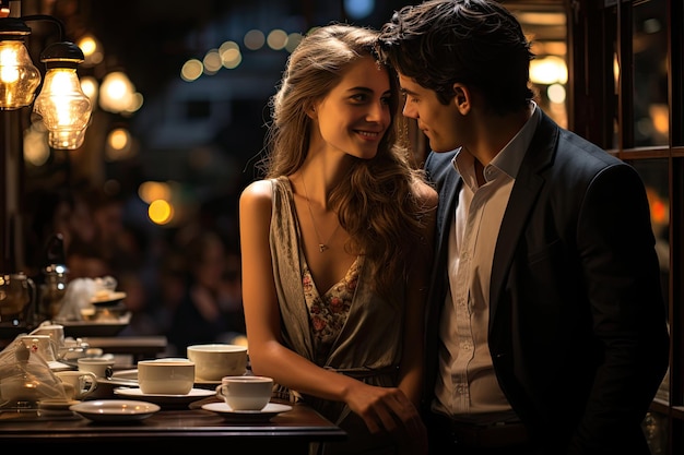 커피애호가들은 식사 후 더블 에스프레소를 즐기며 만족감을 표현하고 연결 생성적 IA를 나타냅니다.