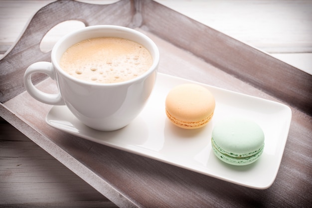 Coffee and macaroons.