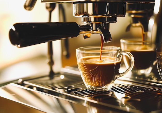 Coffee machine making a cup of cappuccino