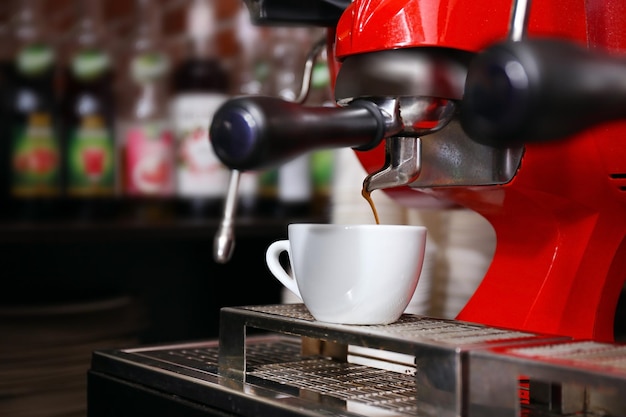 Coffee machine with cup closeup