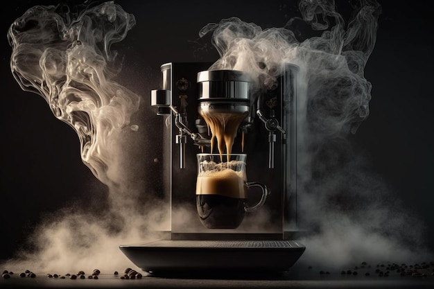 A coffee machine with a cup of coffee in it