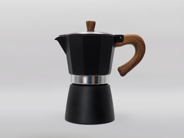 Coffee maker moca pot on white background Left side