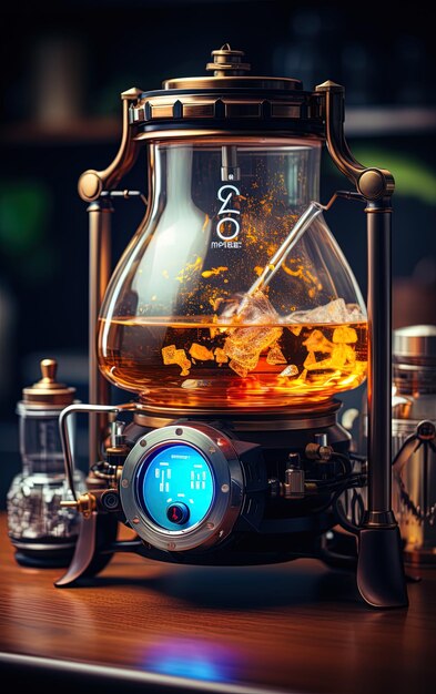 a coffee maker with a glass jar that says 10  10