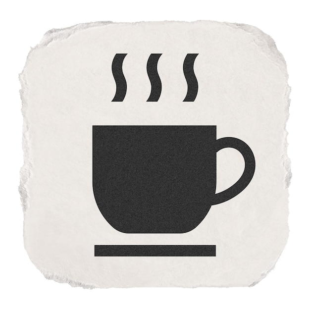 coffee mug cafe png icon sticker ripped paper design on transparent background
