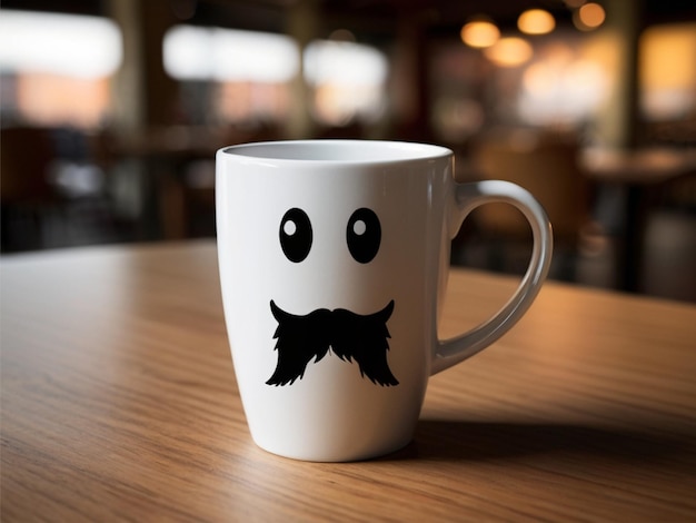 Photo coffee mug mockup on a table