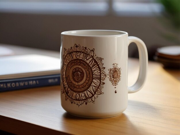 Coffee mug mockup on a table