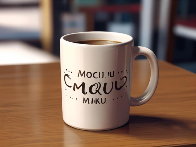 Coffee mug mockup on a table