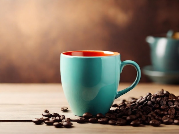 Coffee mug mockup in trendy color Background with selective focus and copy space