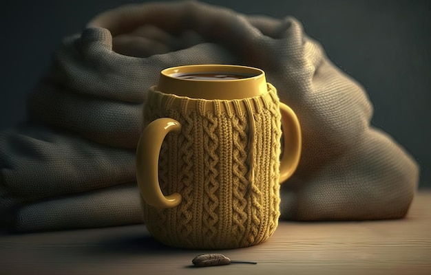 Coffee mug mustardcolored pullover