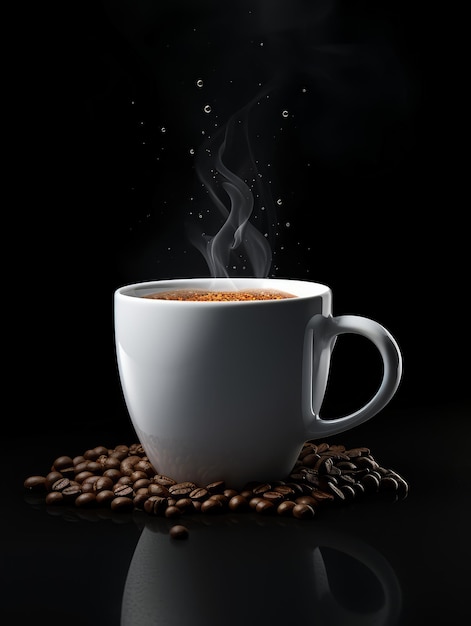 coffee mug placed on black background