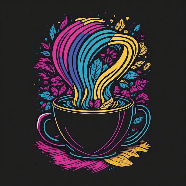 coffee mug style ai image for tshirt design