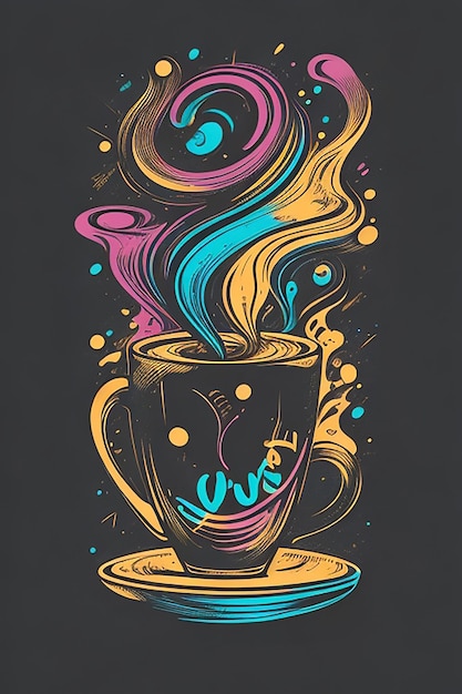 coffee mug style ai image for tshirt design