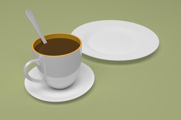 Coffee Mug Top Side Isolated In Green Background