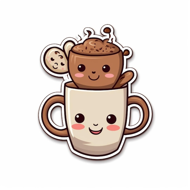 Set With Cute Coffee Cups Stock Illustration - Download Image Now -  Anthropomorphic Face, Cookie, Illustration - iStock