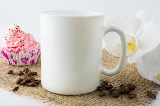 Photo coffee mug  with muffin