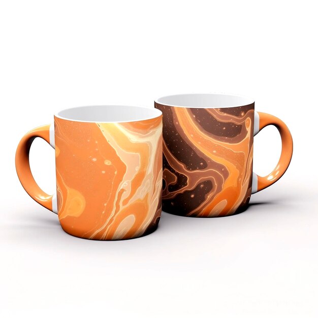 Coffee mugs isolated on white background 3d renderAI Generated