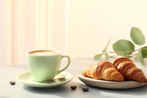 coffee near pistachio cream croissant life style Authentic living
