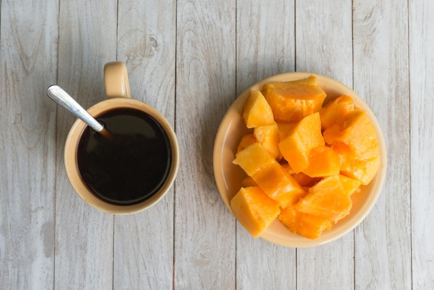 Coffee and papaya