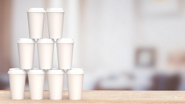 The coffee paper cup for hot drink or health concept 3d renderingxA