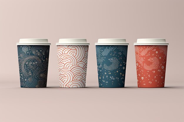 Photo coffee paper cup with colorful pattern