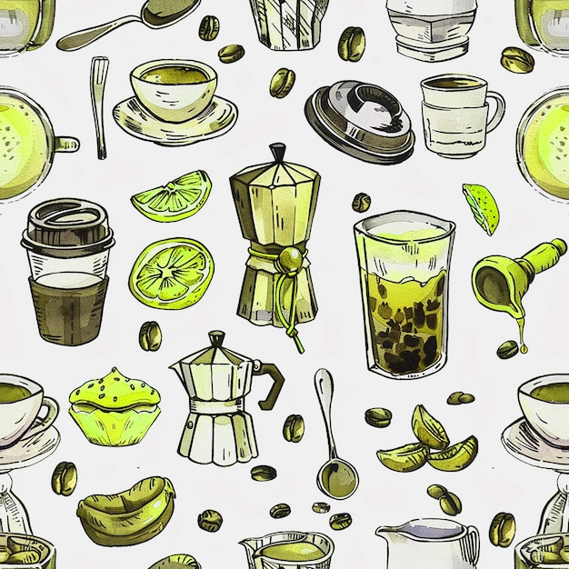 Coffee Pattern Design For background Social Media Packaging Industry And Digital Media