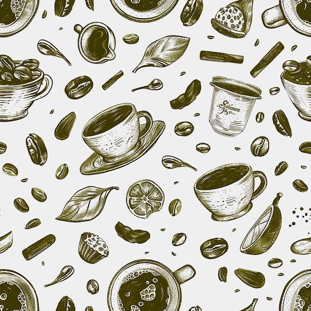 Coffee Pattern Design For background Social Media Packaging Industry And Digital Media