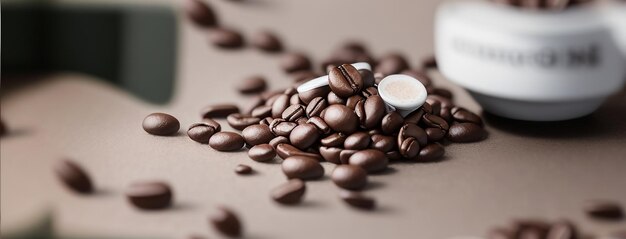 Foto caffè perfetto fagioli macinati istantanei e capsule