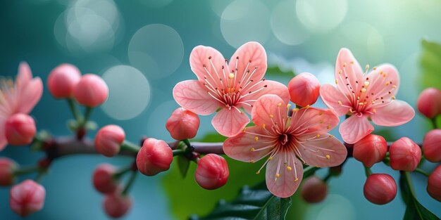 花と果実を持つコーヒー植物で,花に選択的に焦点を当てています.