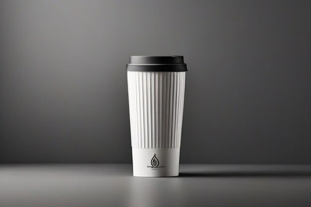黒と白の色でプレミアムなパッケージデザインのコーヒープラスチックの高いカップ