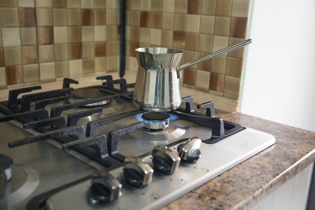 Coffee pot on gas stove