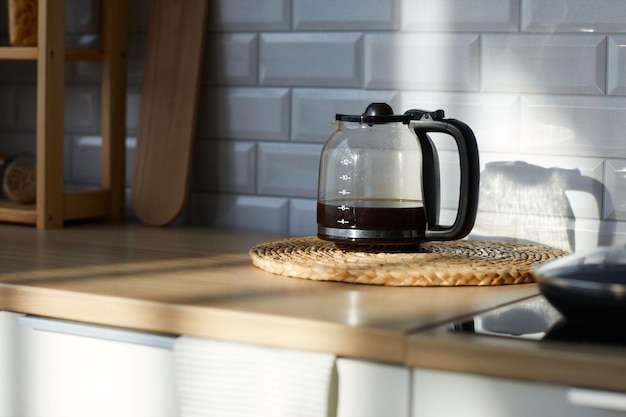 Coffee pot with fresh coffee inside