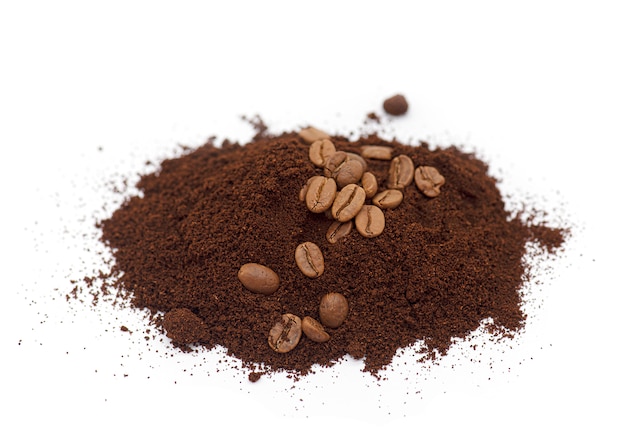 Coffee Powder, powdered Coffee, ground roasted Coffee isolated