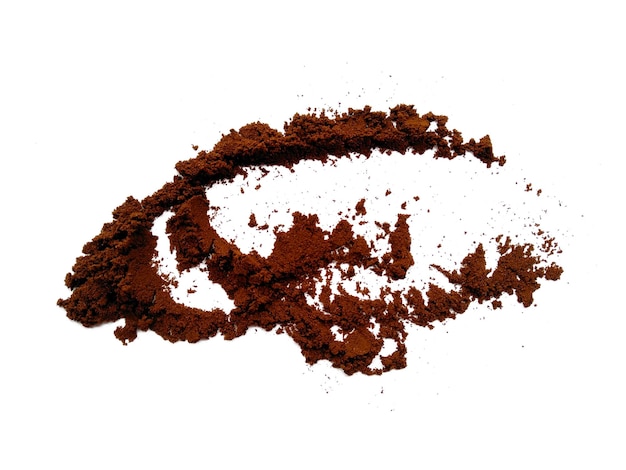 Coffee powder on white background