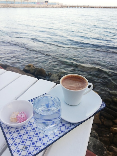 Photo coffee and sea