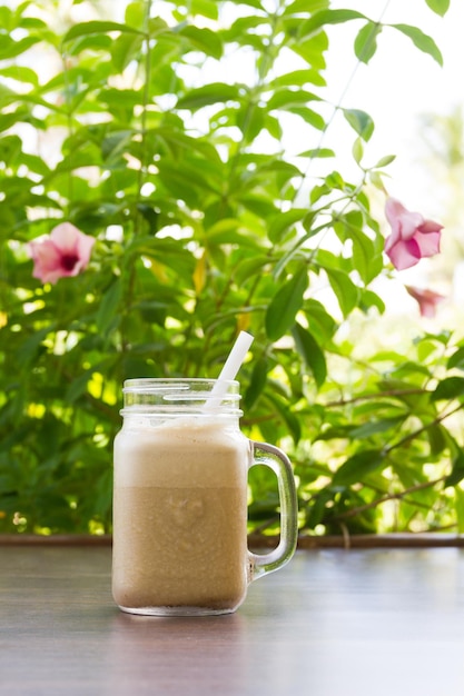 Coffee shake for breakfast. Dessert in nature, refreshing drink