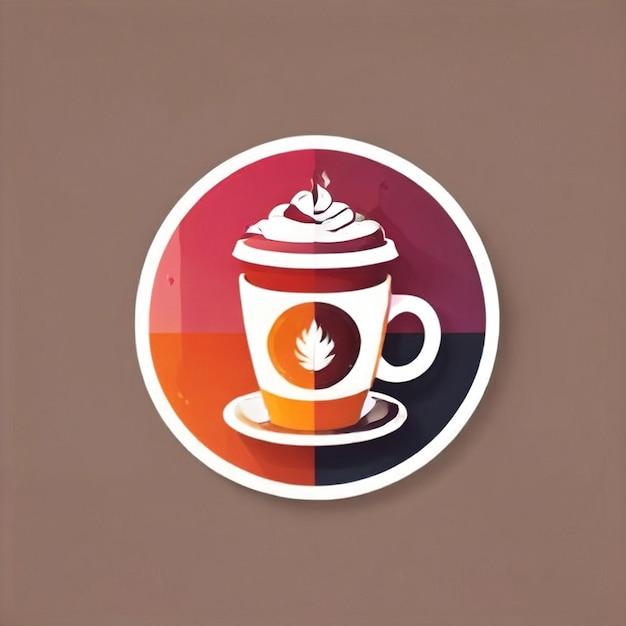 Foto app caffetteria con l'icona del logo del software della tazza di caffè in stile piatto