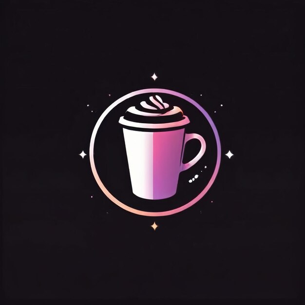 Photo coffee shop cafe app with coffee cup software logo icon in flat style