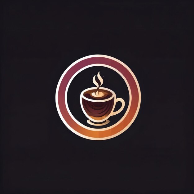 写真 コーヒーショップのカフェ アプリでコーヒーカップソフトウェアのロゴアイコンがフラットスタイルで表示されます