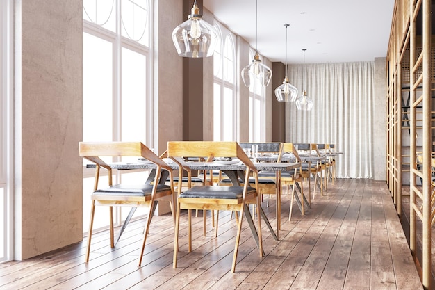 Кофейня и ресторан Cafe Lounge 3d Rendering